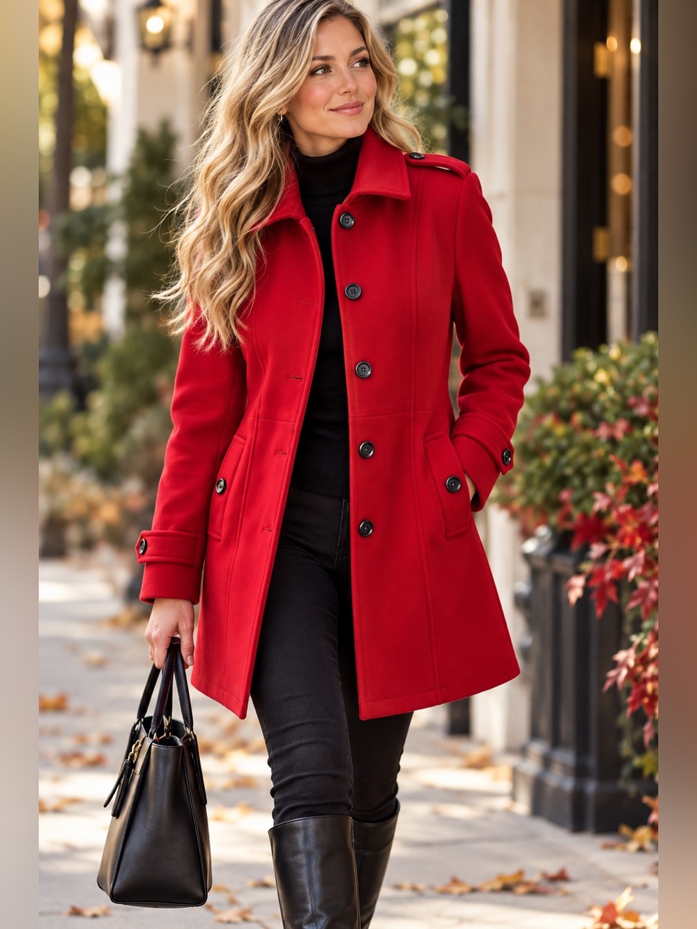 The Wool Makers Red Extra Fine Wool Blend Military Trench Coat XS NWT
